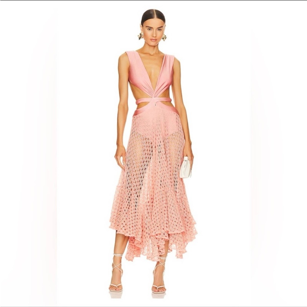 Patbo Monstera Crochet Bustier Dress Apricot
